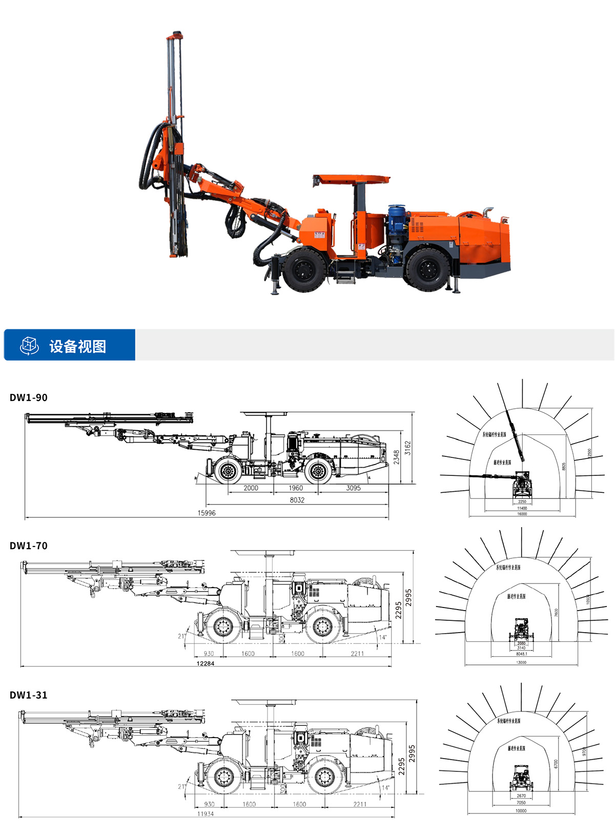單臂錨桿鑿巖臺車(chē)設備視圖
